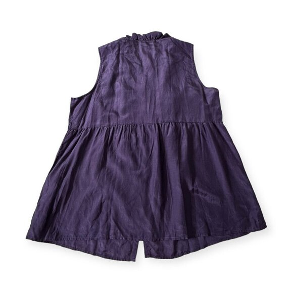 Gap sleeveless blouse with ruffles, Silk/Cotton blend, Size L, Purple - Picture 7 of 12